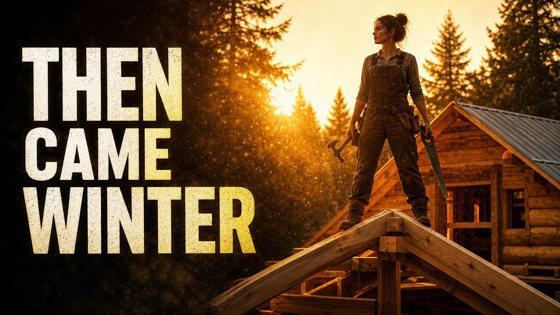 Thumbnail made with Picked Design for a build channel: a cabin built alone in 90 days