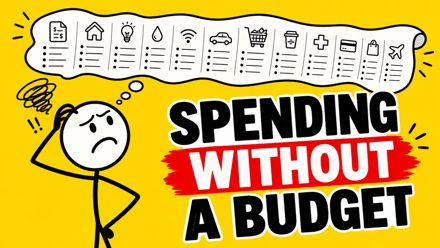 Thumbnail made with Picked Design for a stickman animation: spending without a budget